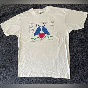 Vintage 90s Post Office T-Shirt with Love Stamp Design